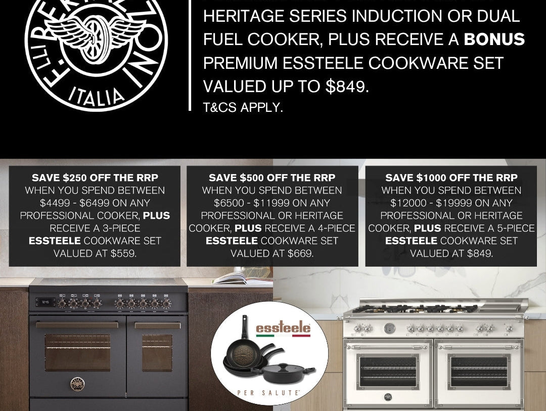 Save Up to $1,000 Plus Bonus Essteele Cookware with Bertazzoni Cookers