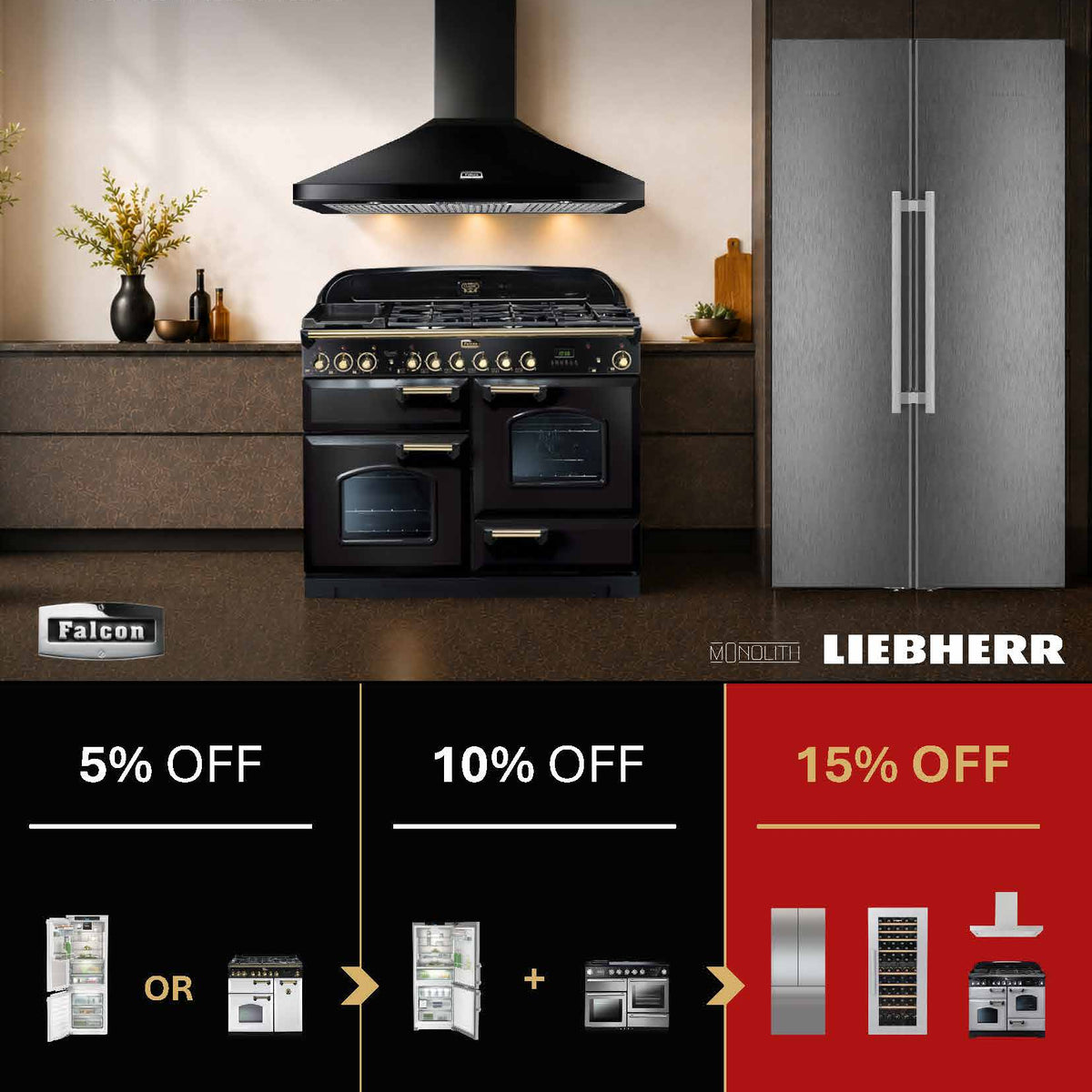 Save Up to 15% on Falcon, Liebherr and Monolith Kitchen Packages