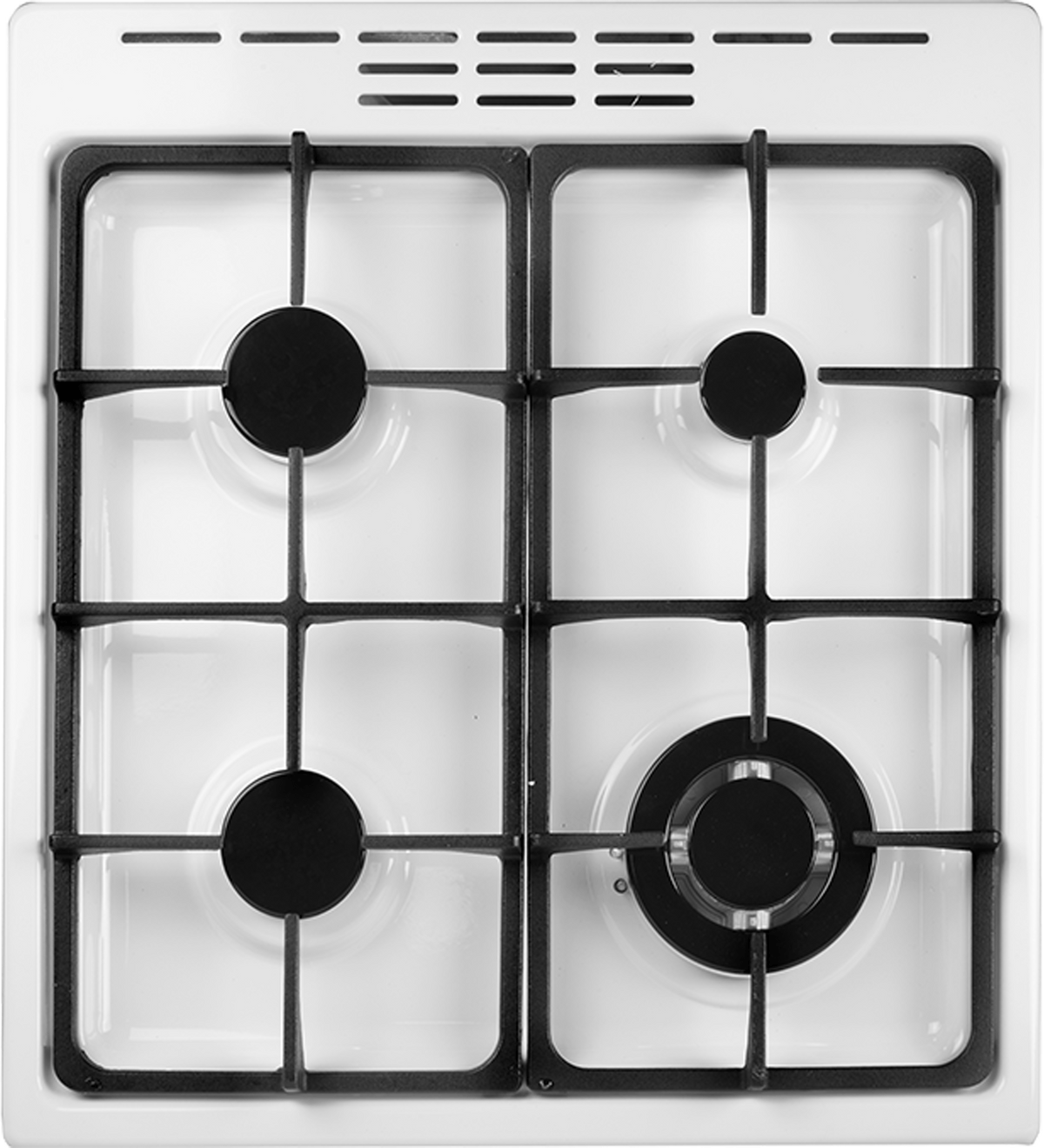 Artusi AFGG54W 54cm Freestanding Gas Cooker - top view of four gas burners including wok burner