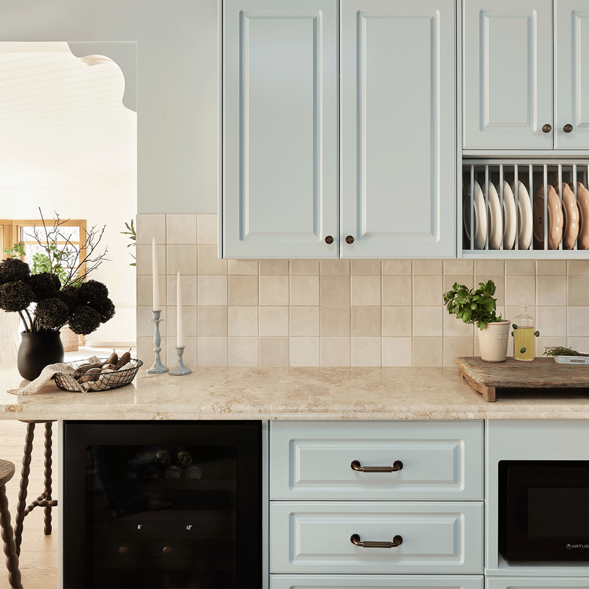 Artusi ABC142BV beverage cooler lifestyle - undercounter in a kitchen