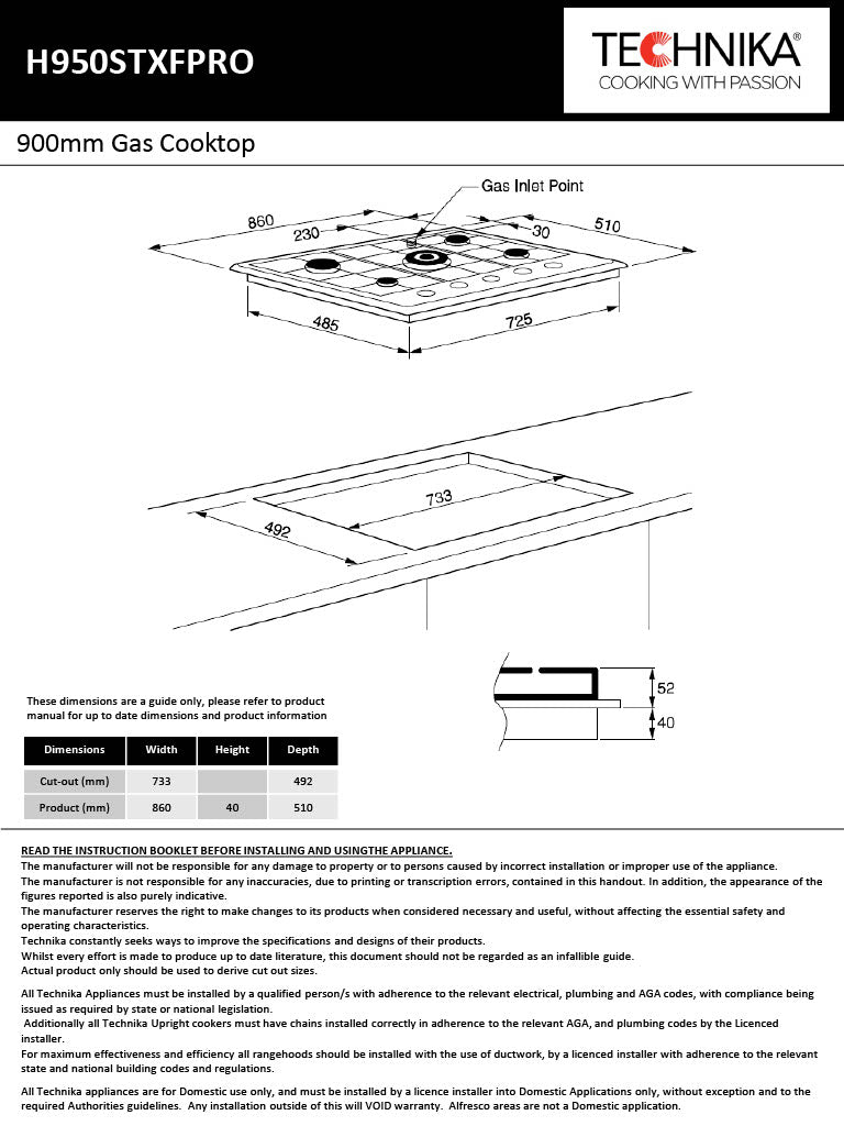 Technika 90cm 5 Burner Gas Cooktop H950STXPRO 8Appliances