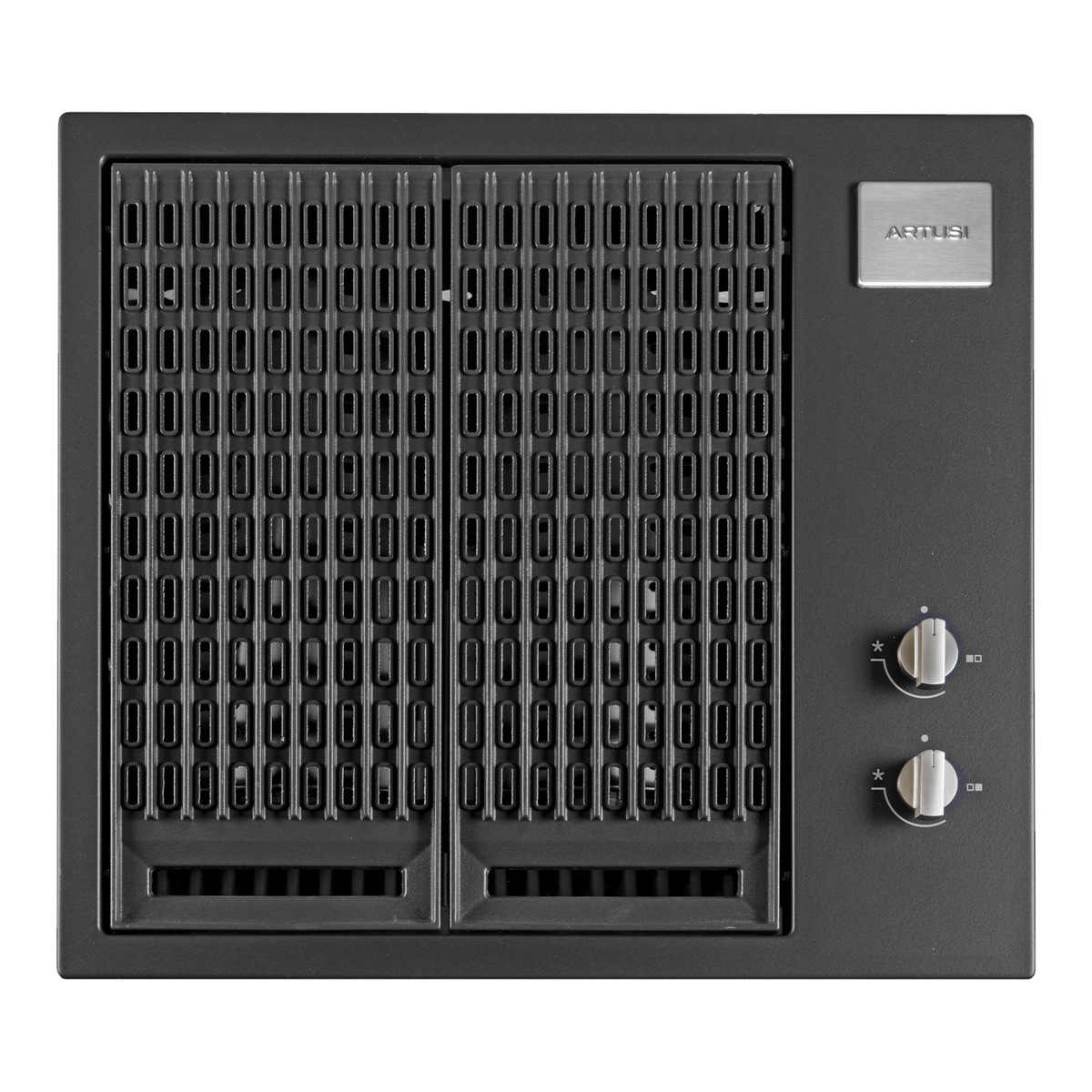 Artusi ABBQ3MB 60cm built-in gas BBQ in matte black, front view