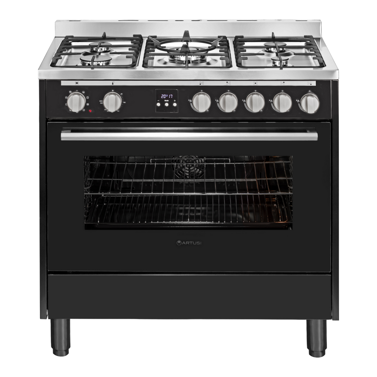 Artusi AFG915B/1 90cm freestanding dual fuel cooker in black