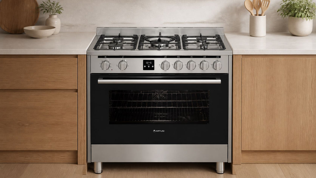 Artusi AFG915 90cm Freestanding Dual Fuel Cooker lifestyle - modern kitchen