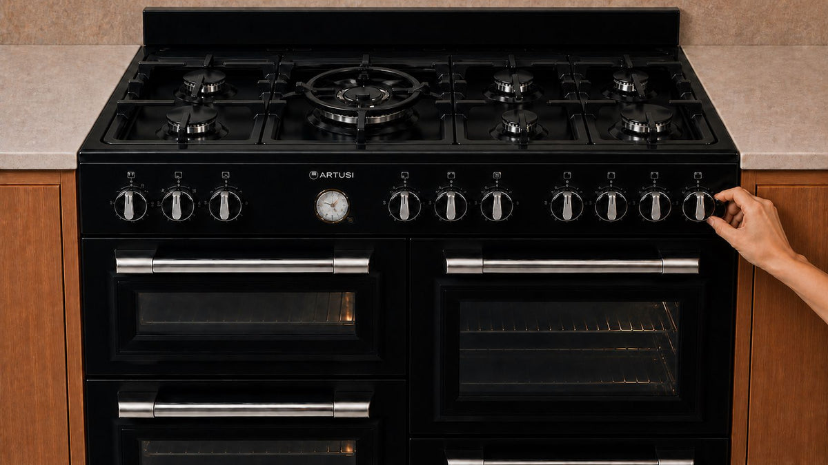 Artusi AFGR1047B 100cm Freestanding Cooker lifestyle - simple control