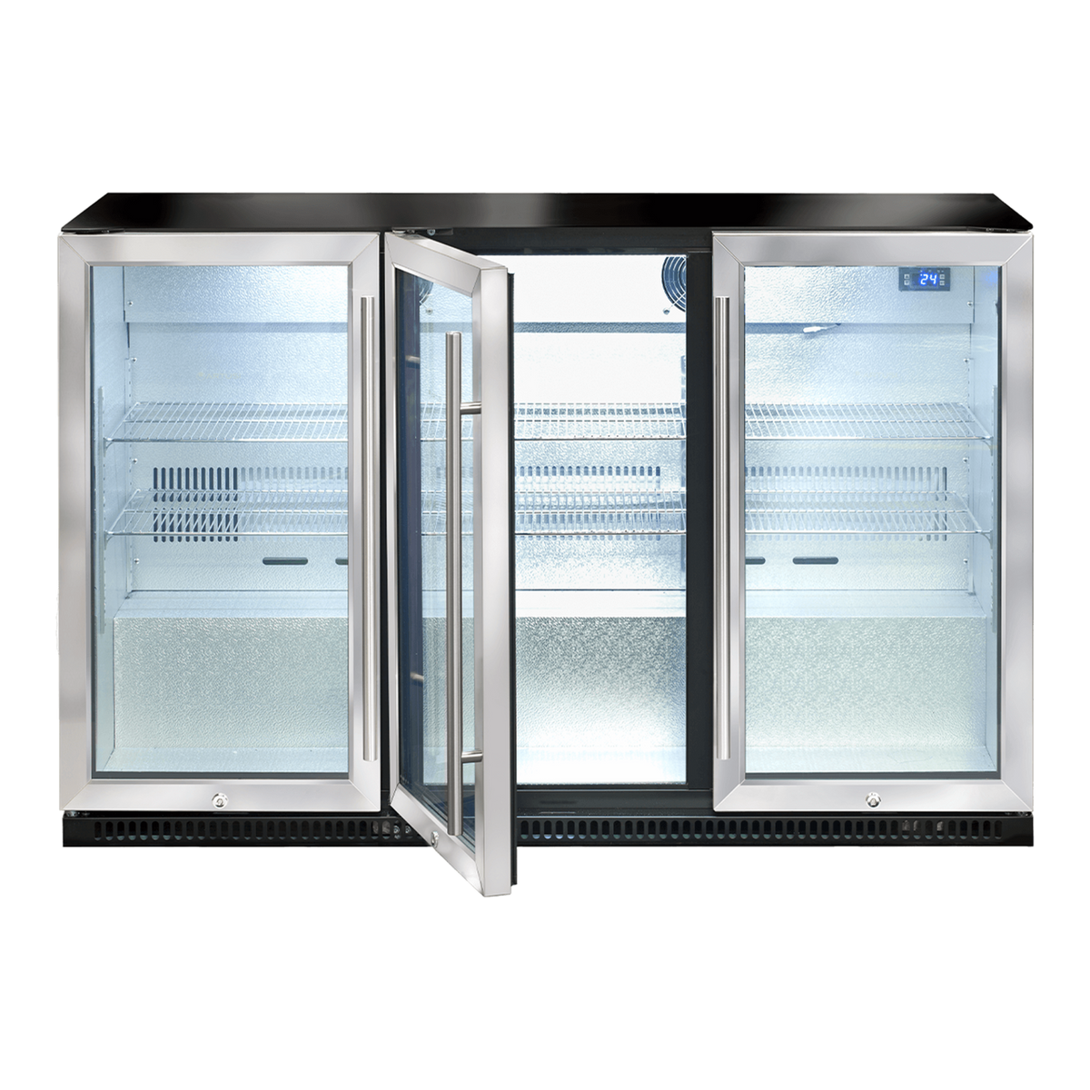 Artusi AOF3S 307L triple door outdoor beverage chiller in stainless steel