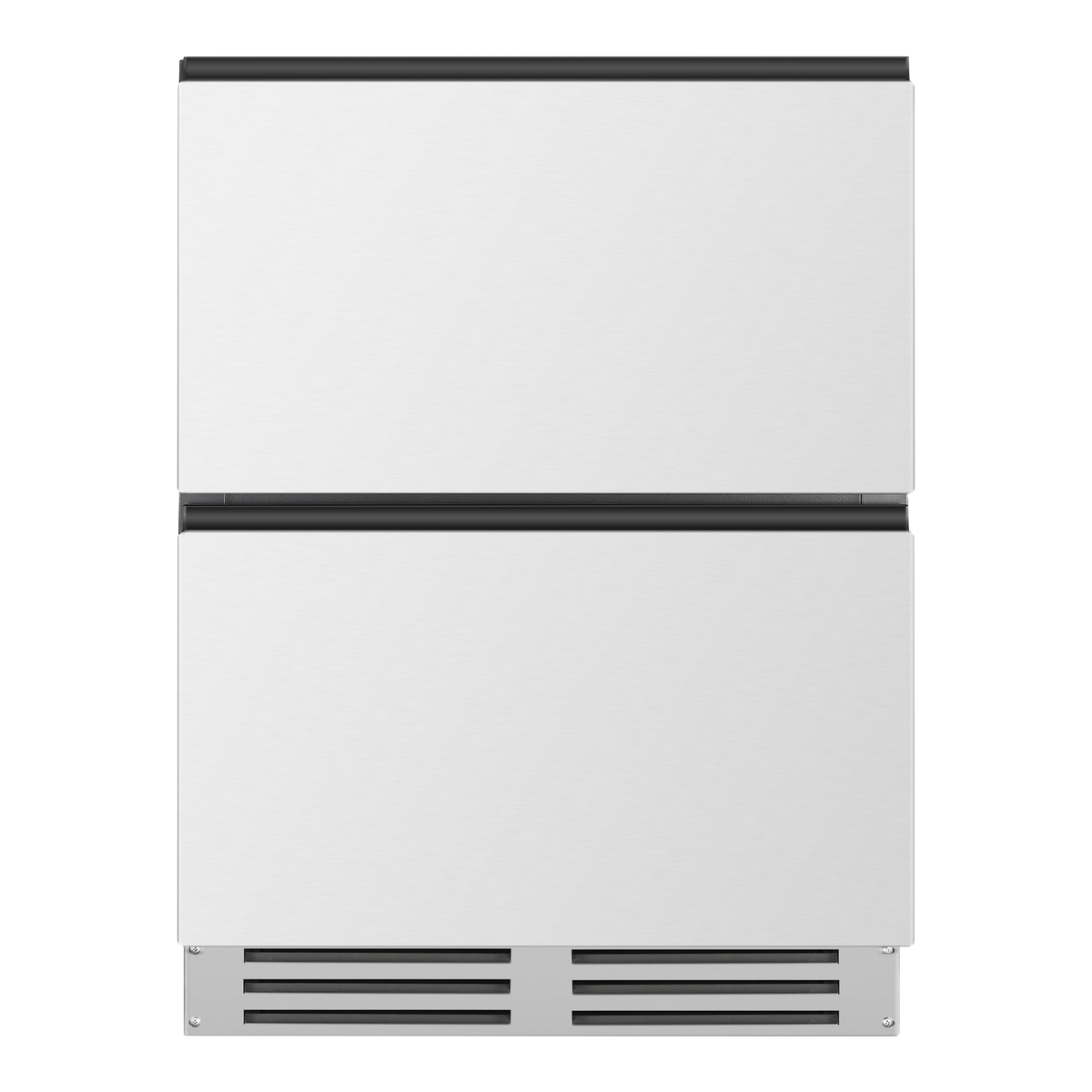 Artusi AUBF620X 97 can dual drawer underbench beverage chiller, front view of the two drawers