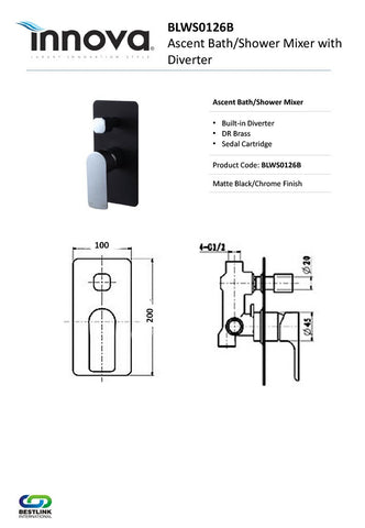 Innova BLWS0126 Ascent Bath/Shower Diverter Mixer