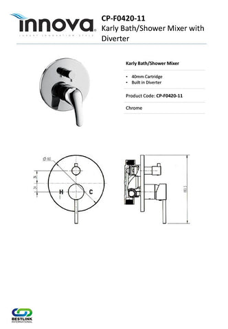 Innova CPF042011 Karly Bath/Shower Mixer With Diverter