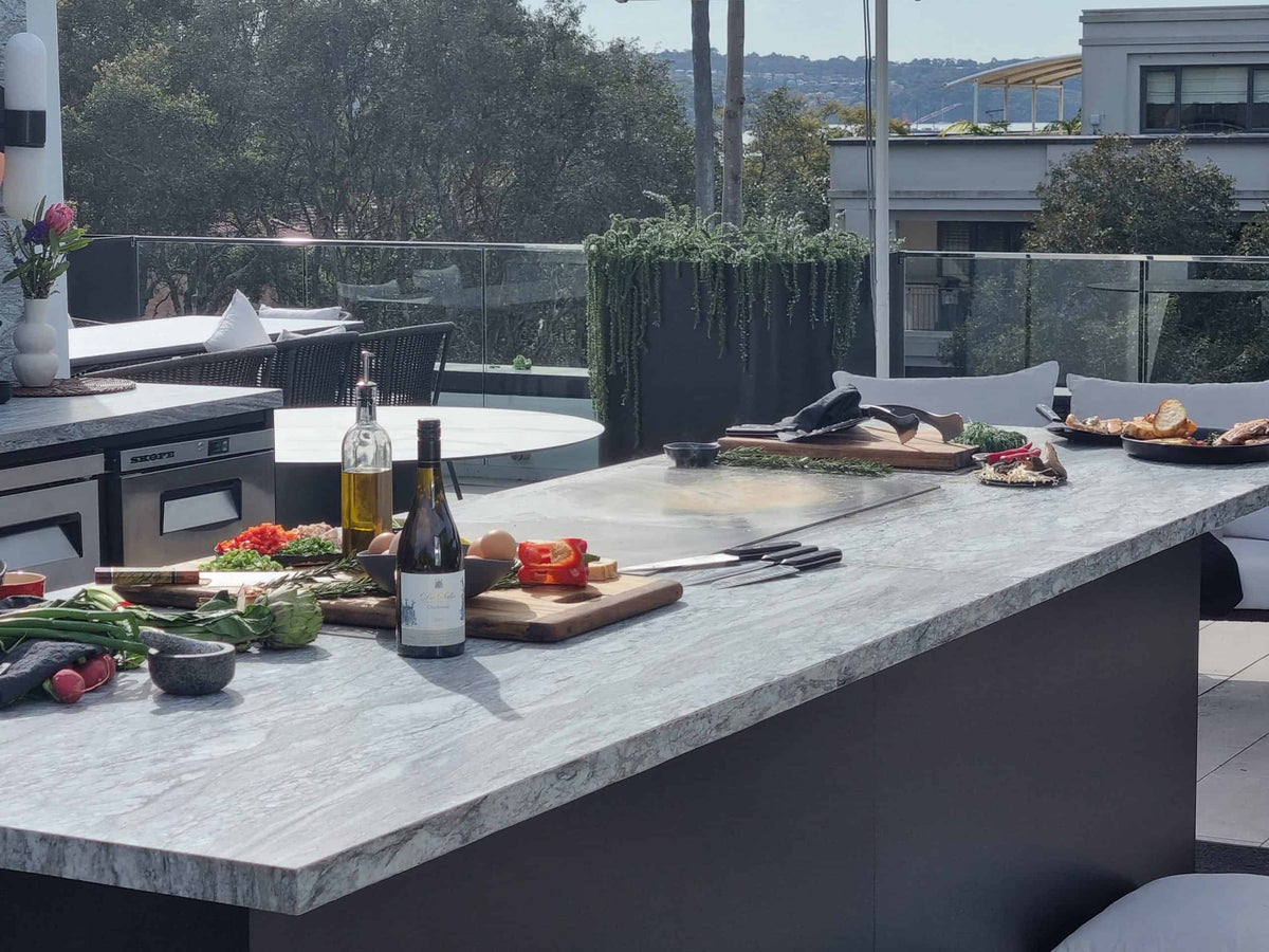 Cook N Dine built-in teppanyaki grill on a Sydney rooftop barbecue area