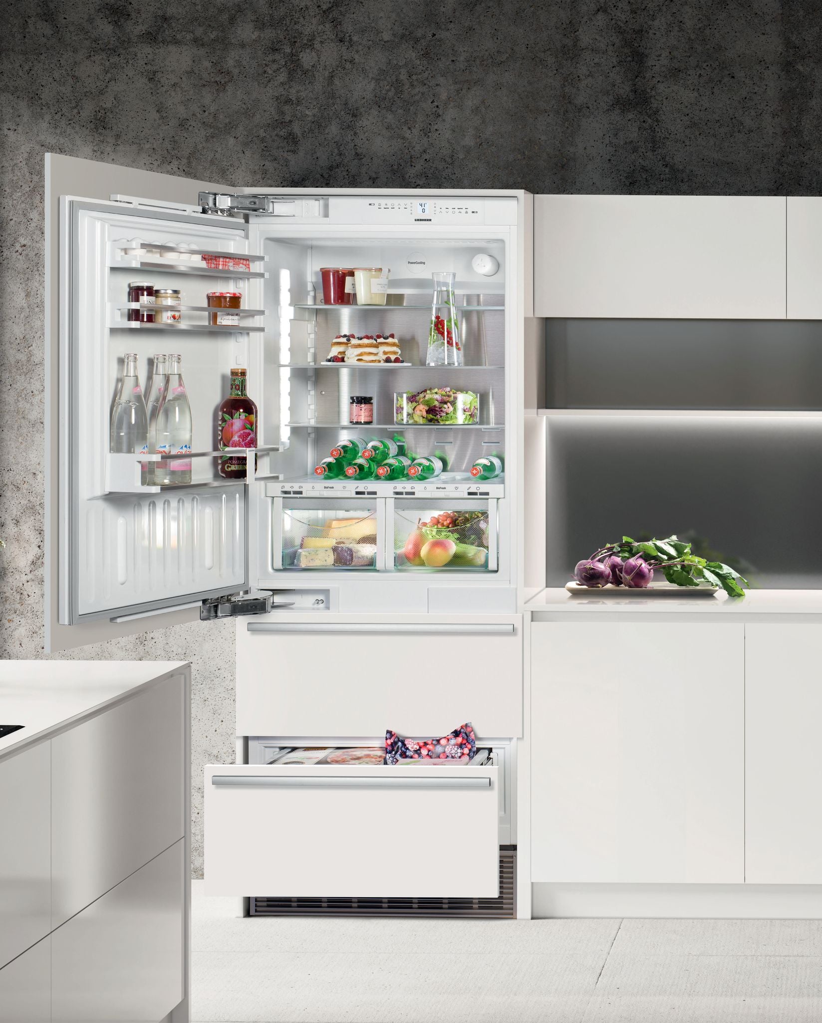 Liebherr ECBN 5066 refrigerator interior with open doors