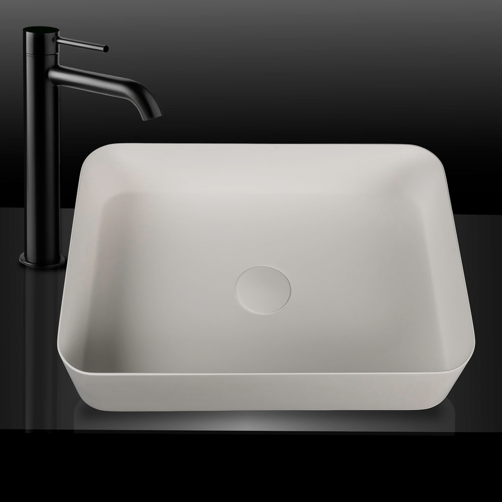 Kaskade VXA25 rectangular benchtop stone basin detail