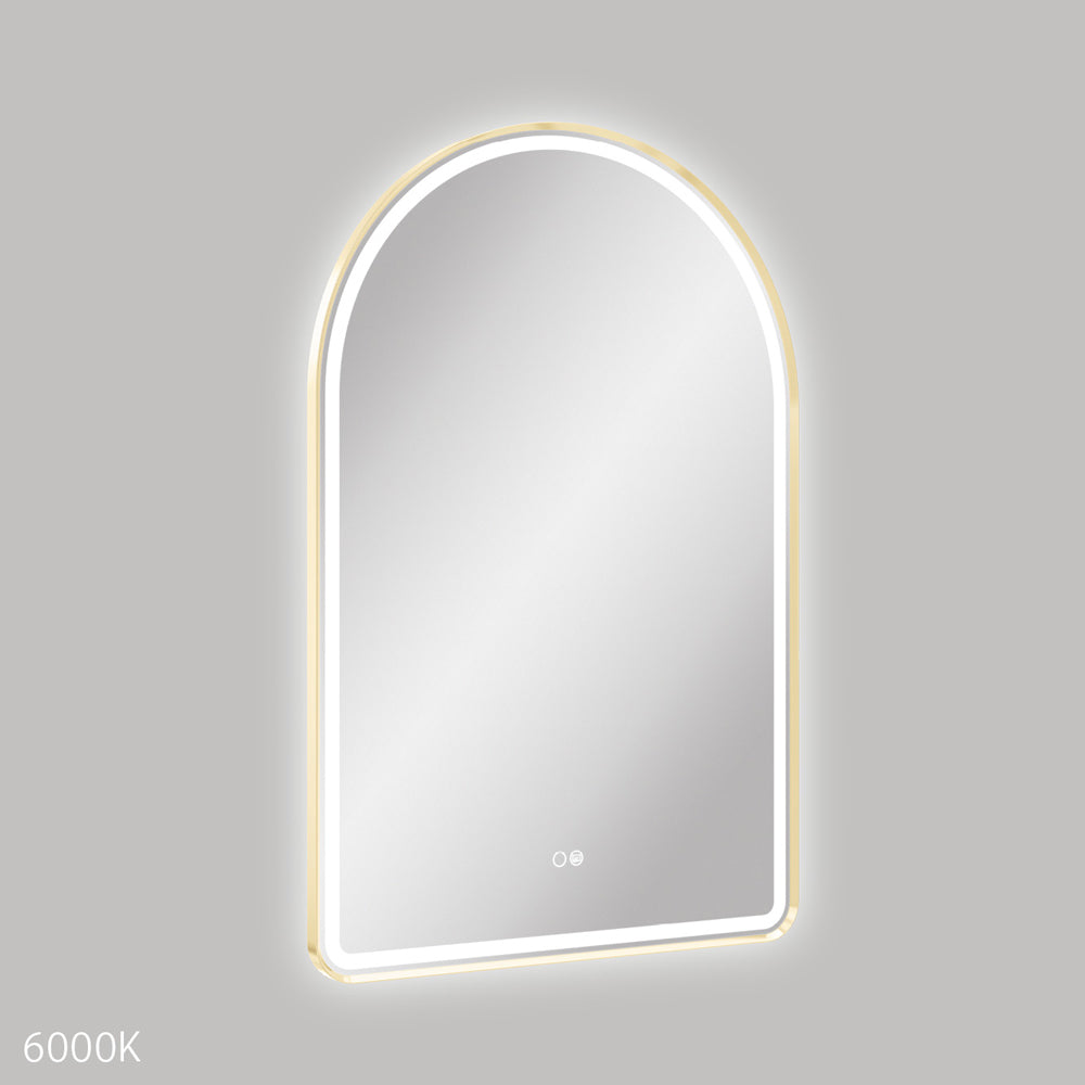 Fienza Valentina LED 60cm Framed Arched Mirror - Urban Brass - image 2