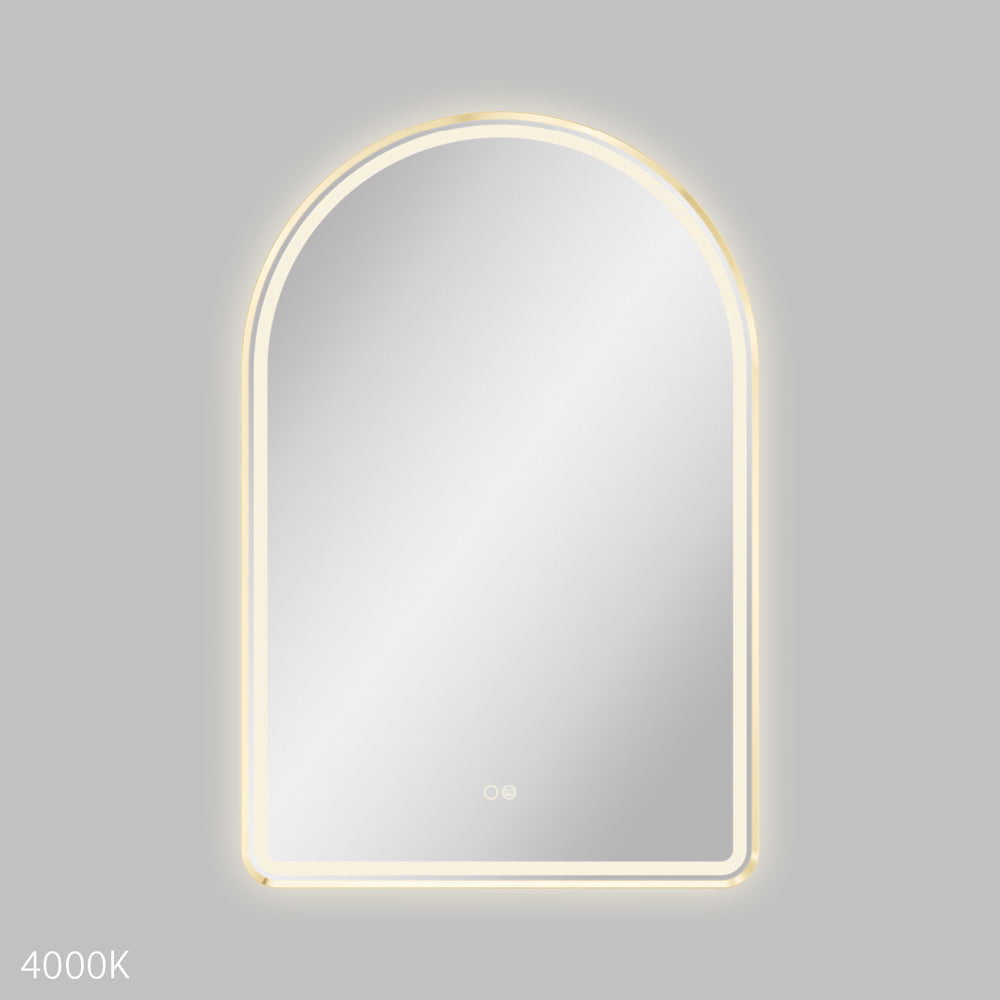 Fienza Valentina LED 60cm Framed Arched Mirror - Urban Brass - image 3