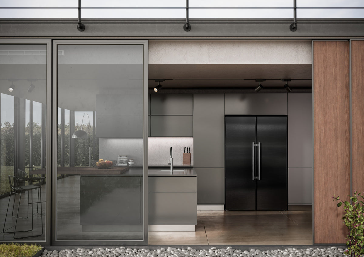 Liebherr XRFbsh 5265 BlackSteel side-by-side fridge-freezer open lifestyle view
