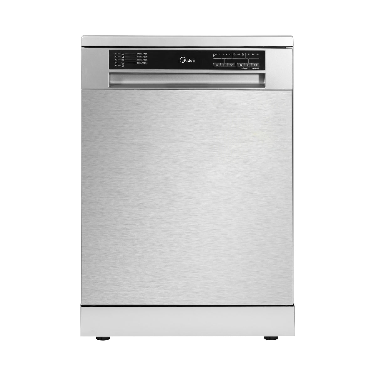 Midea MDWPF1433F 60cm 14 place freestanding dishwasher - Stainless Steel - front view