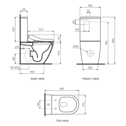 Parisi PN82A Aqua Intelligent Toilet Suite (Bottom Inlet Bidet Seat)