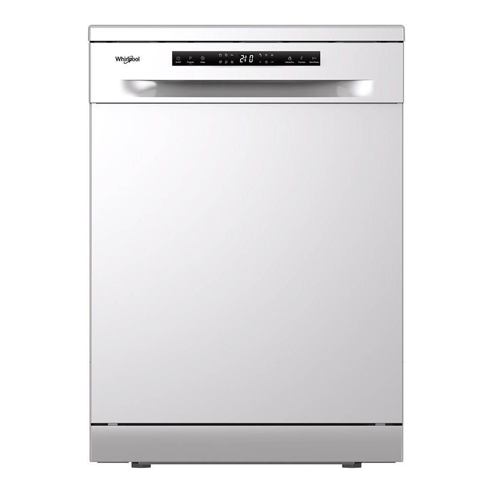 Whirlpool WDFS3R4OWEAU 60cm 14 Place Setting Freestanding Dishwasher in White - front view