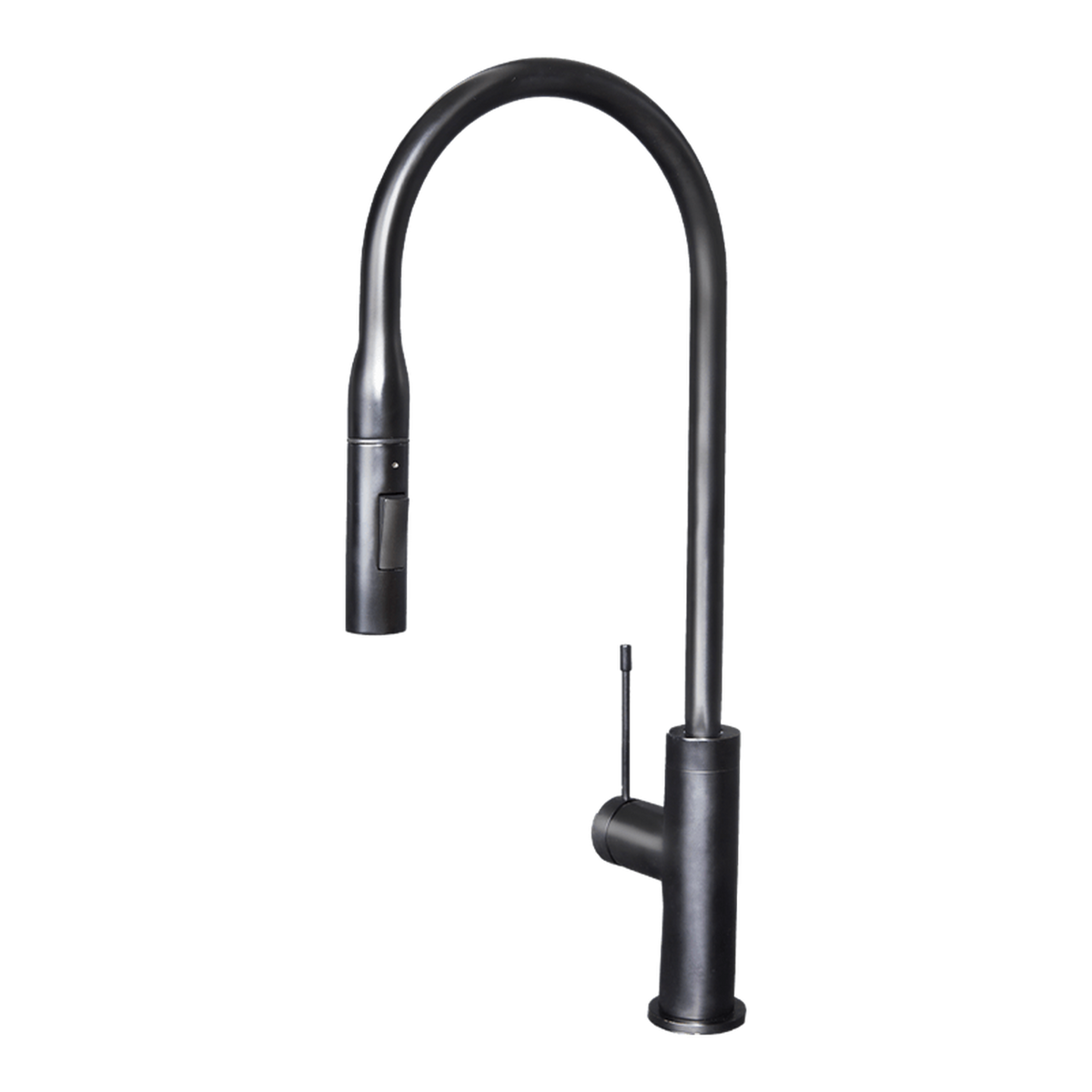 Artusi ASM201B gooseneck mixer tap with pull-out hose in matte black