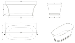 Turner Hastings CA1560TCB Cambridge 156cm TitanCast Solid Surface Freestanding Bath