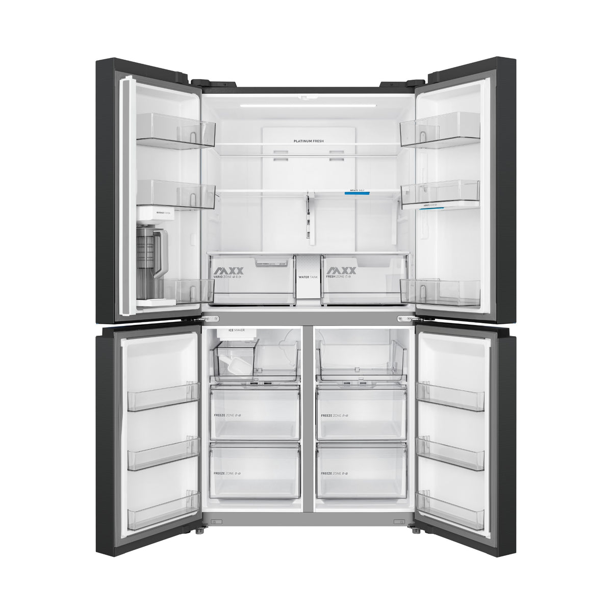 Midea MDRF923FIM45APM 706L Dark Stainless Quad Door Fridge with Auto-Ice - water and ice