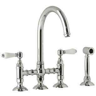 Nicolazzi 1460WS Three Hole Bridge Kitchen Sink Mixer with Goose Neck