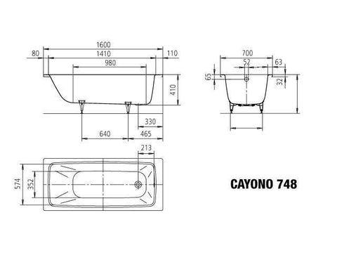 Kaldewei 01-748 Cayono 1600mm Bath