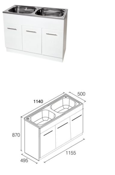 Unique DB-236K Yakka Double 45L Inset Tub & Timber Cabinet
