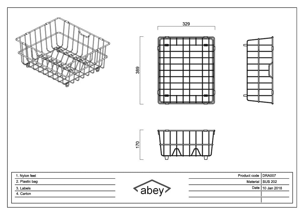 Abey DR007 Sink Accessoires Stainless Steel Dish Rack 8Appliances