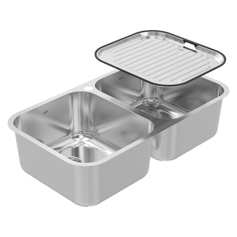 Abey NQ200TH The Daintree Double Bowl Stainless Steel Sink with Taphole