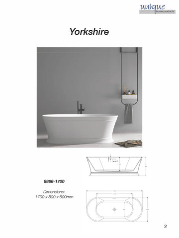 Unique 6301-1700 Yorkshire Freestanding Bath