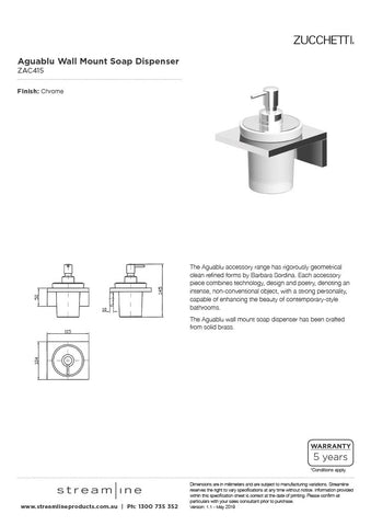 Zucchetti ZAC415 Aguablu Wall Mount Soap Dispenser