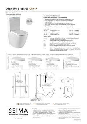 Seima New In Box Clearance STO-304 Arko Wall Faced Toilet with Deluxe Seat