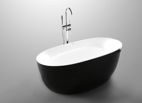 Unique 6833-1700 BK Lorenzo 1700mm Black / White Bath
