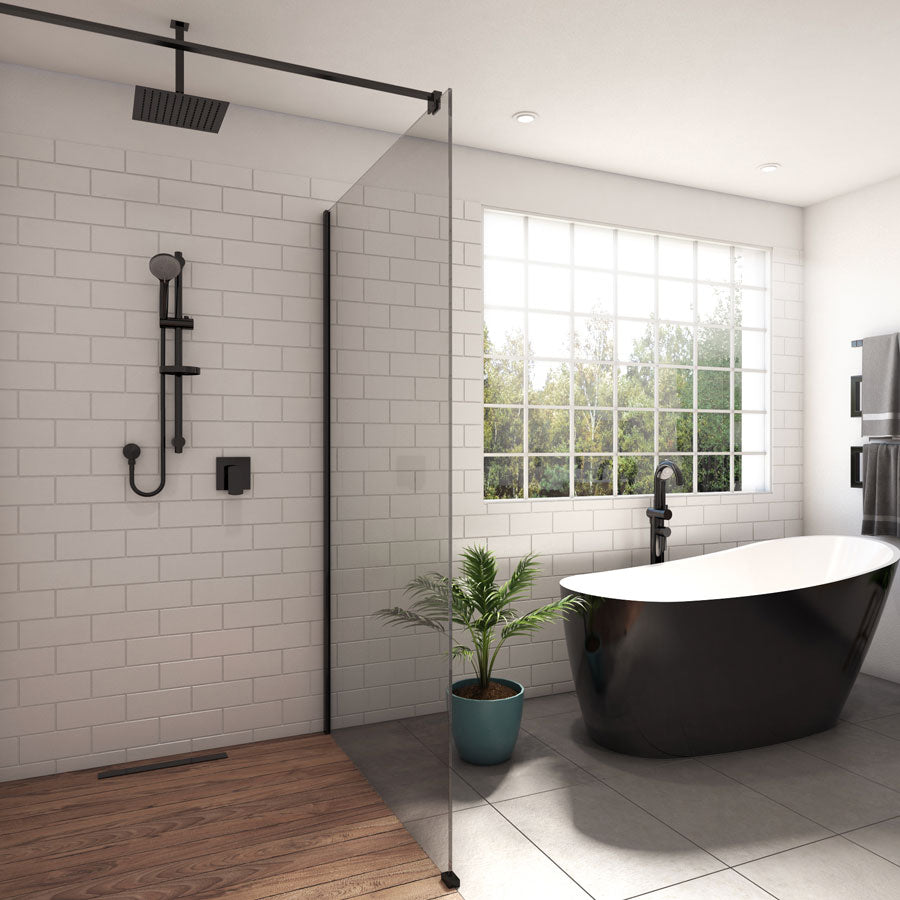 Decina MSP960B M-Series 960mm Black Wall Fixed Shower Panel