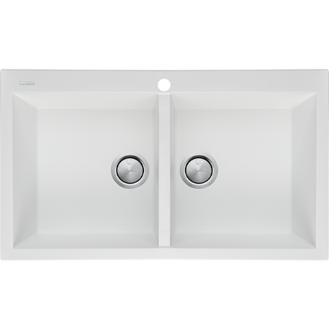 Oliveri ST-WH1564 Santorini White Double Bowl Top-mounted Sink