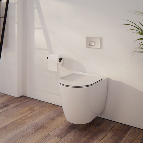 Arcisan SY04381 Synergii Wall Hung Pan, in-wall Cistern, Xoni Flush Panel with Slim Line Seat