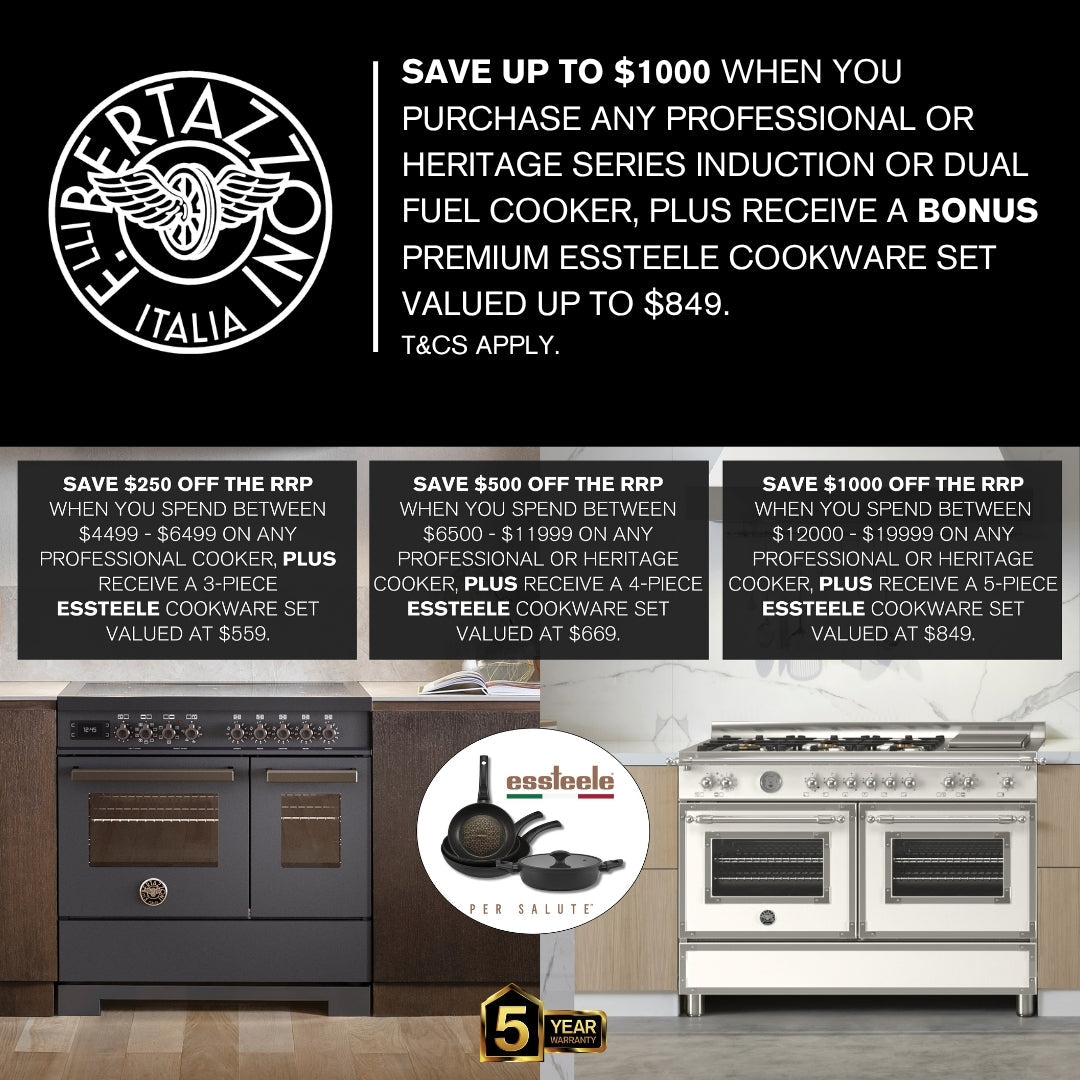Save Up to $1,000 Plus Bonus Essteele Cookware with Bertazzoni Cookers