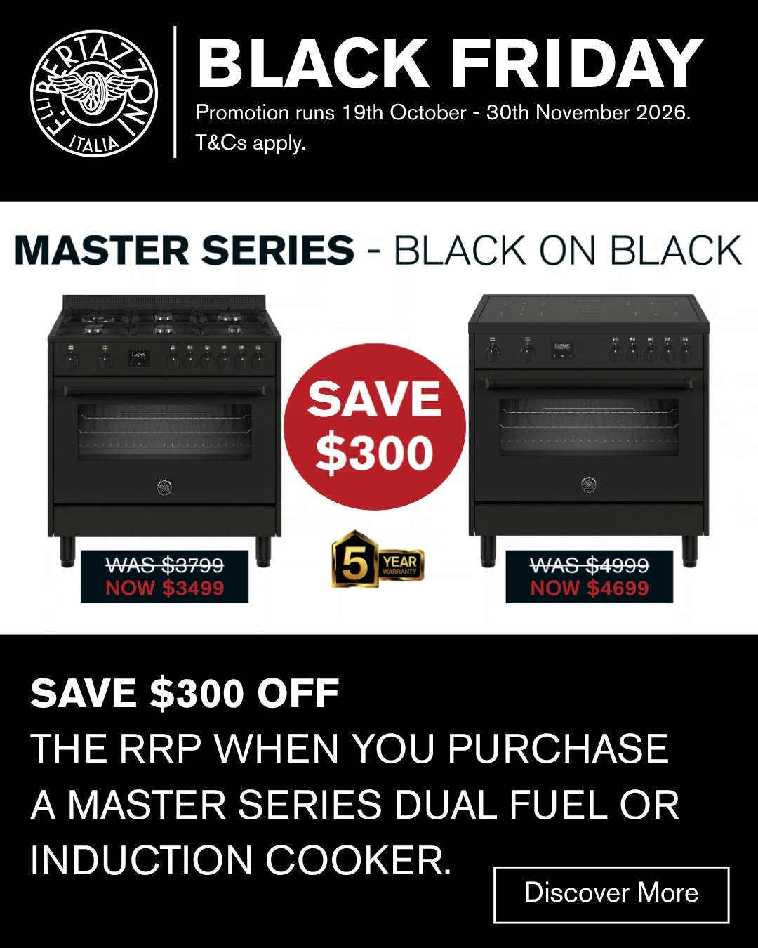 Save $300 on Bertazzoni Master Series Cookers This Black Friday