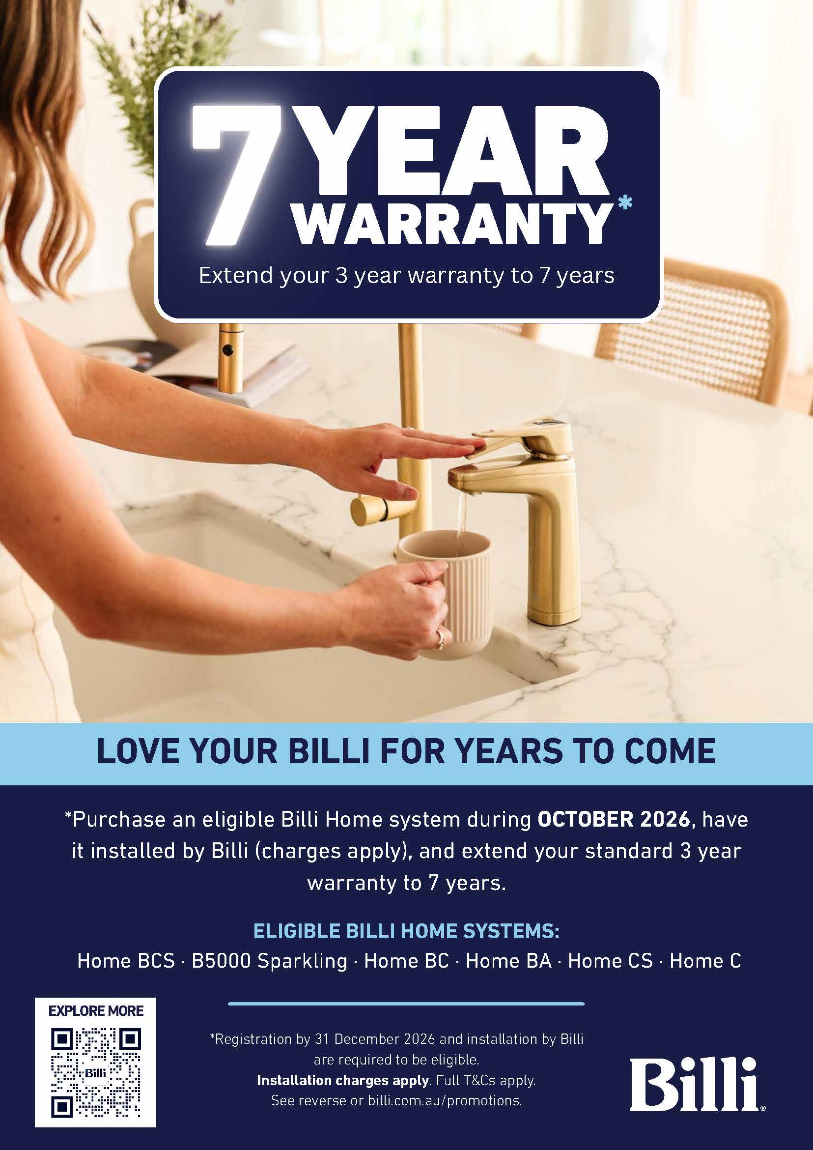 Get a 7 Year Warranty on Eligible Billi Home Systems