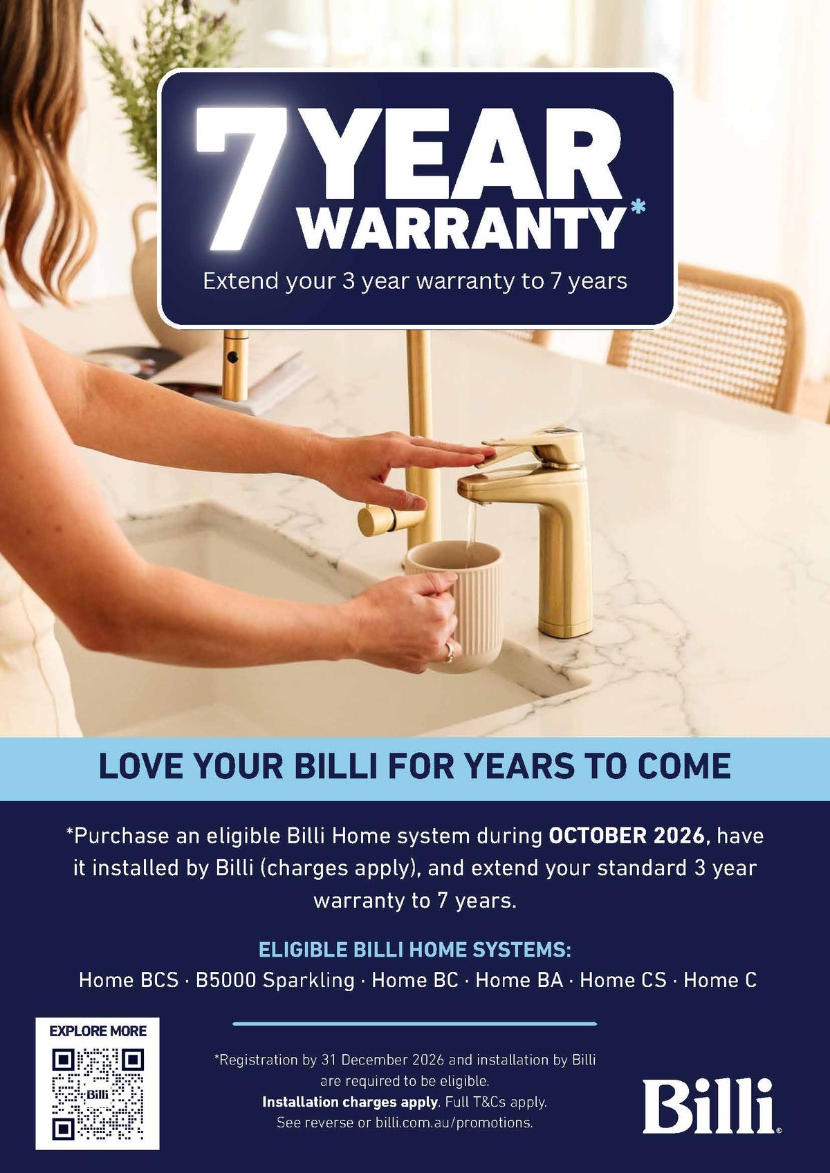 Get a 7 Year Warranty on Eligible Billi Home Systems