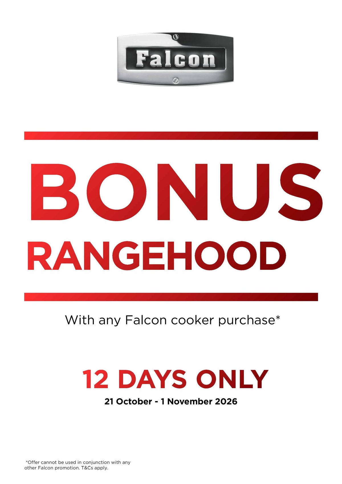 Receive a Bonus Falcon Rangehood Worth Up to $4,099 This October