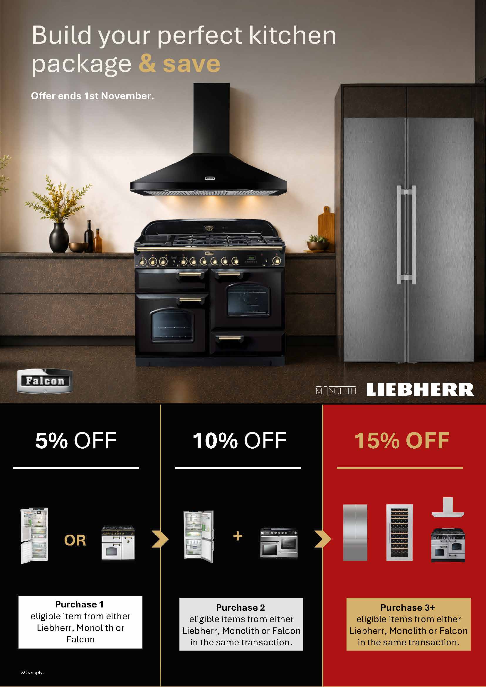 Save Up to 15% on Falcon, Liebherr and Monolith Kitchen Packages