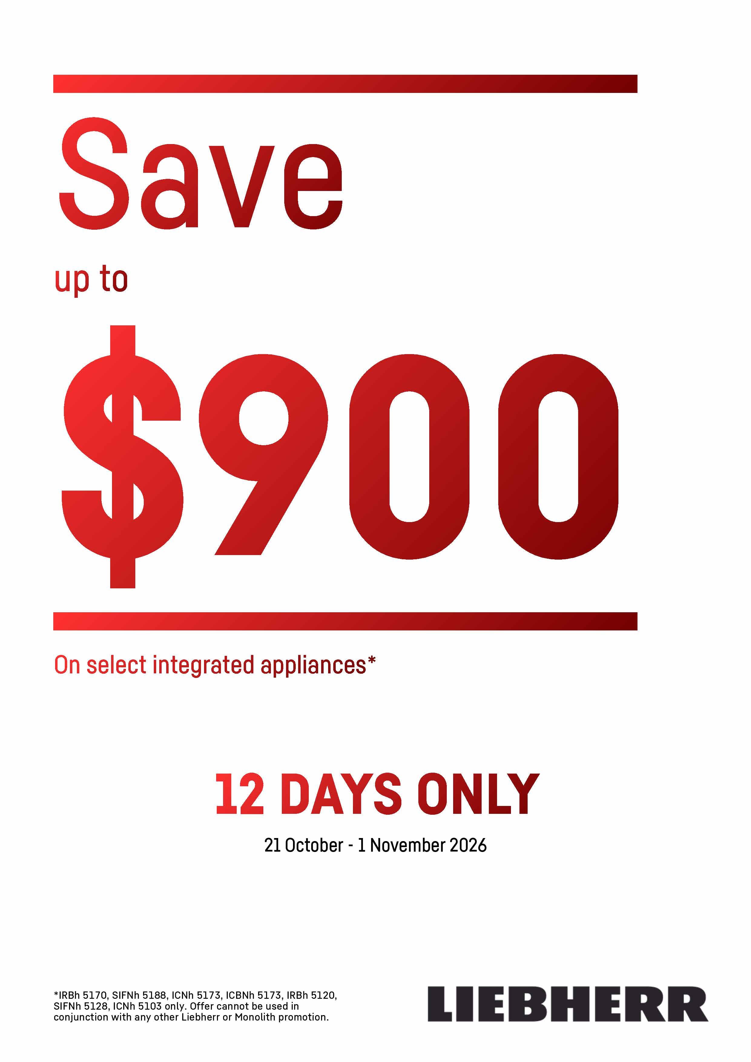Save Up to $900 on Selected Liebherr Integrated Appliances