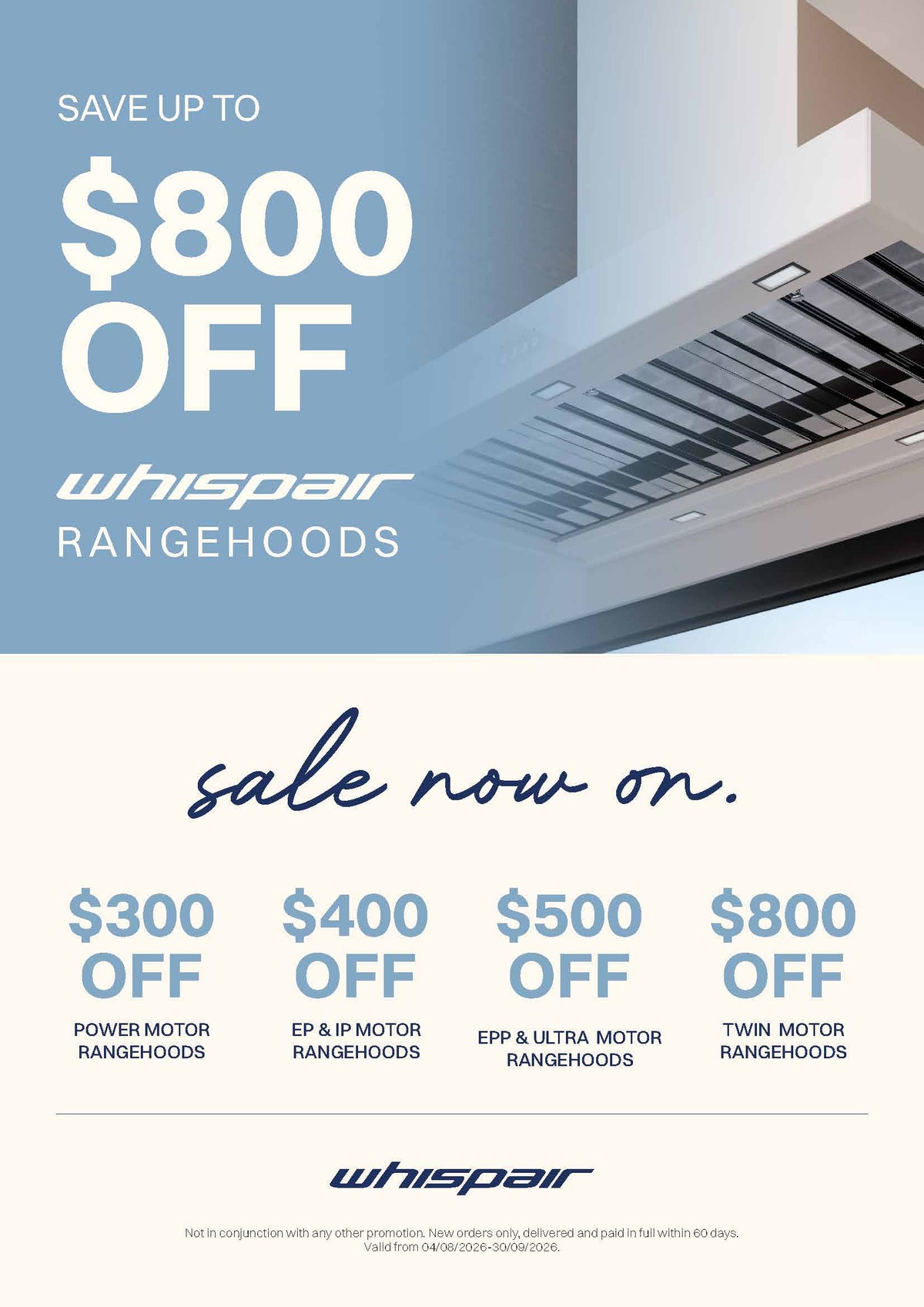 Save Up to $800 on Whispair Rangehoods