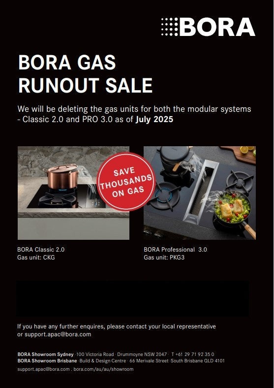 BORA Gas Cooktops Discontinued – Runout Sale Starts Now!