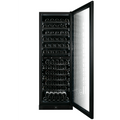 Artusi AWC154BV wine cellar with the glass door open, showing shelves of wine bottles