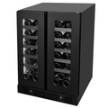 Artusi AWC36BV wine cellar, angled view of both glass doors with bottles stored inside