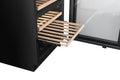 Artusi AINT119GWE underbench wine cellar, wooden slide-out shelf pulled out of the cabinet