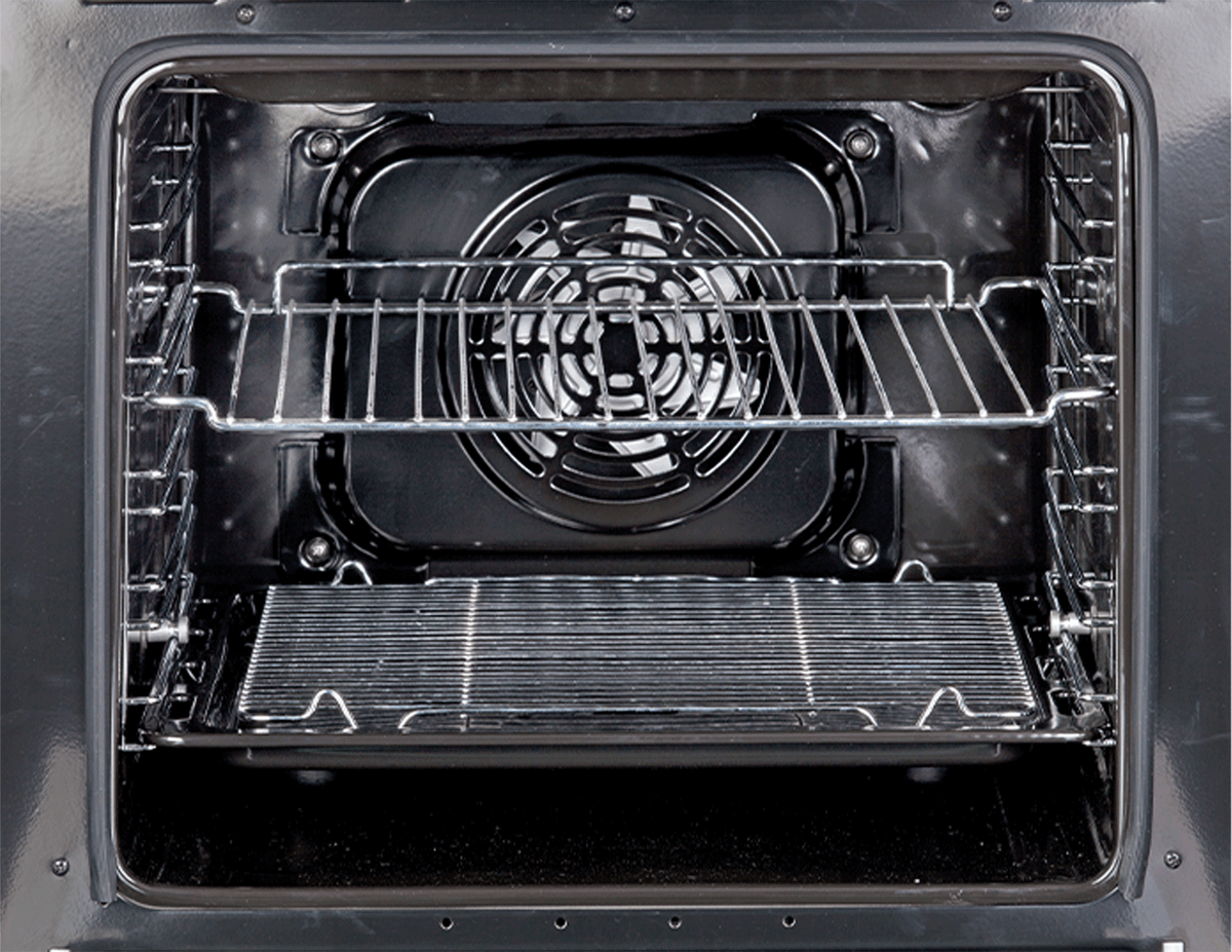 Artusi AFI607X 60cm Freestanding Induction Cooker - oven interior with fan and wire shelf
